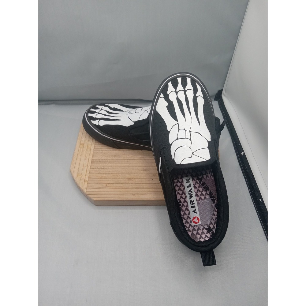 BOY'S AIRWALK-SIDEKICK CANVAS FABRIC SKELATON SLIP‎ ON BLACK ATHLETIC Shoes Sz 5 - Picture 16 of 16